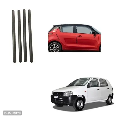 Stylish Car Bendable Door  Bumper Guard Long Length Universal fit Set of 4 Gives Extra Protection Black Colour Suitable for Maruti Suzuki Alto-thumb0