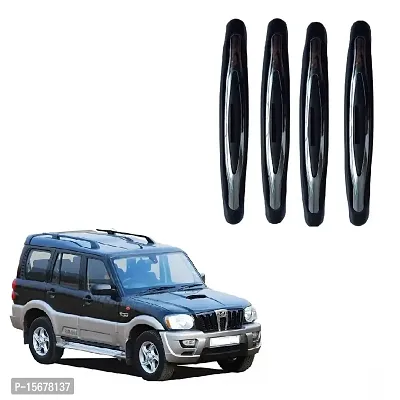 Car Compact Black Colour Elegant Door Guard Protection Universal Type Set of 4 pcs Suitable for Mahindra Scorpio 2009 Onward-thumb0