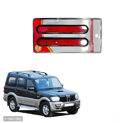 Car reflector sticker type red colour warning safety non electric light strips set of 2 pcs suitable for Mahindra Scorpio 2009 onward-thumb0