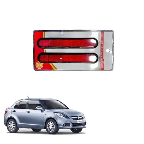 Car reflector sticker type red colour warning safety non electric light strips set of 2 pcs suitable for Maruti Suzuki Swift Dzire 2015 to 2017