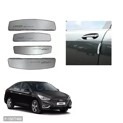 Stylish I-pop Silver Colour Elegant Car Door Guard Protection Universal Type Set of 4 pcs Suitable for Hyundai Verna 2017 Onward-thumb0