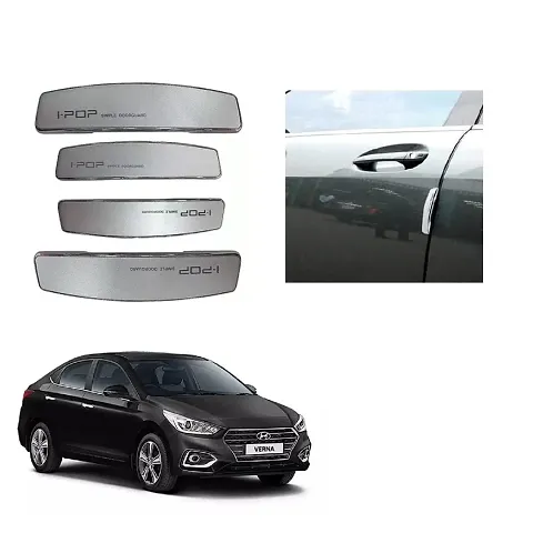 Stylish I-pop Silver Colour Elegant Car Door Guard Protection Universal Type Set of 4 pcs Suitable for Hyundai Verna 2017 Onward