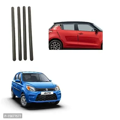 Stylish Car Bendable Door  Bumper Guard Long Length Universal fit Set of 4 Gives Extra Protection Black Colour Suitable for Maruti Suzuki Alto 2019 Onward-thumb0