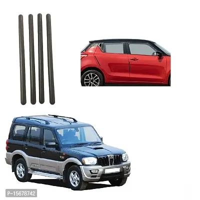 Stylish Car Bendable Door  Bumper Guard Long Length Universal fit Set of 4 Gives Extra Protection Black Colour Suitable for Mahindra Scorpio 2009 Onward-thumb0