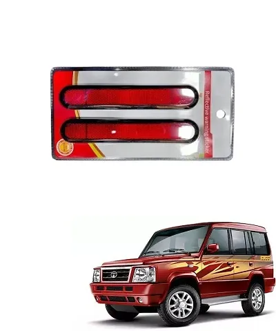 SPREADX Car reflector sticker type red colour warning safety non electric light strips set of 2 pcs suitable for Tata Sumo Gold