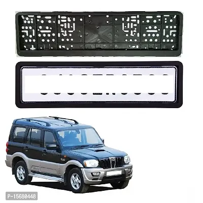 Car Number Plate Frame Protective Holder Made with Durable Plastic 2 pcs Universal Item Front / Back Side Suitable for Mahindra Scorpio 2009 Onward-thumb0