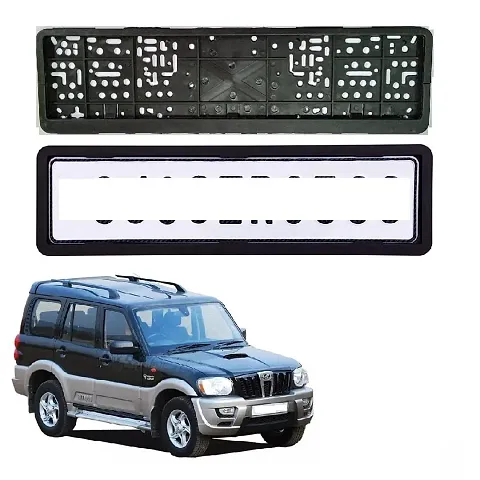 Car Number Plate Frame Protective Holder Made with Durable Plastic 2 pcs Universal Item Front / Back Side Suitable for Mahindra Scorpio 2009 Onward