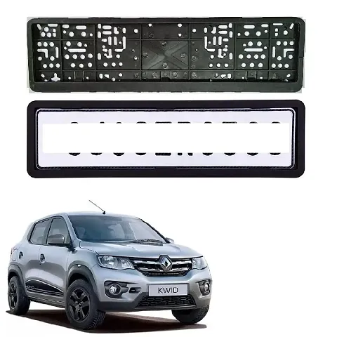 Car Number Plate Frame Protective Holder Made with Durable Plastic 2 pcs Universal Item Front / Back Side Suitable for Renault Kwid