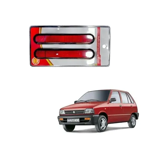 Car reflector sticker type red colour warning safety non electric light strips set of 2 pcs suitable for Maruti 800