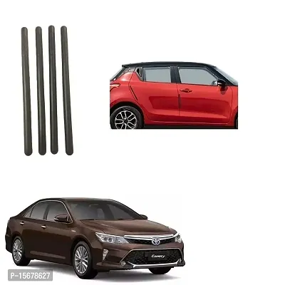 Stylish Car Bendable Door  Bumper Guard Long Length Universal fit Set of 4 Gives Extra Protection Black Colour Suitable for Toyota Camry-thumb0