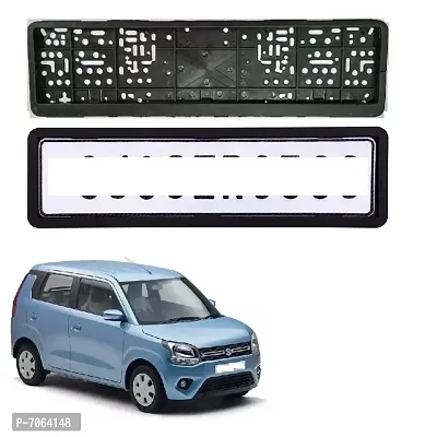 Car number plate frame protective holder made with durable plastic 2 pcs Universal item Front  Back Side Suitable for Maruti Suzuki Wagon-r Type-4-thumb0