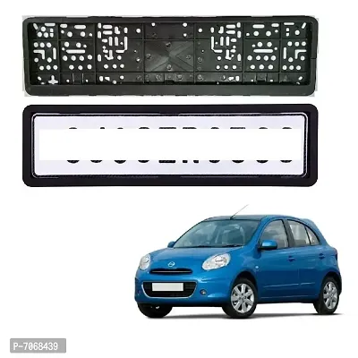 Car number plate frame protective holder made with durable plastic 2 pcs Universal item Front  Back Side Suitable for Nissan Micra Type-1