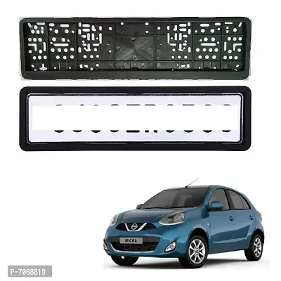 Car number plate frame protective holder made with durable plastic 2 pcs Universal item Front  Back Side Suitable for Nissan Micra Type-2-thumb0