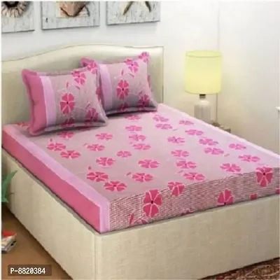 Classic Polycotton Printed Double Bedsheet with Pillow Covers-thumb0