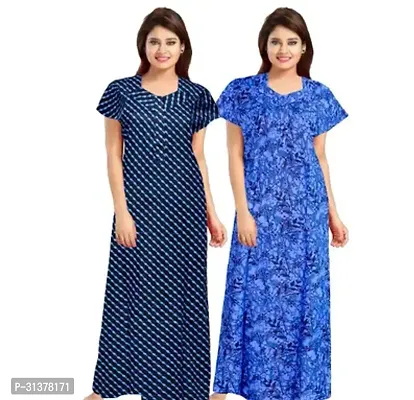 Beautiful Multicoloured Cotton Printed Nighty For Women-Pack Of 2-thumb0