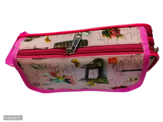 Beautiful printed Pen / Pencil / Cosmetic pouch ( pink )-thumb0