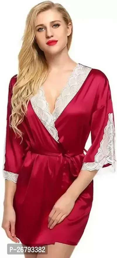 Stylish Women Satin Blend Robes-thumb0