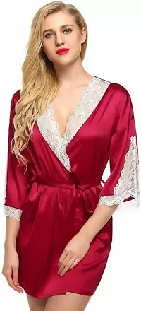 Roli Poli Womens lace Satin Kimono Robe Babydoll Lingerie Mesh Nightgown Bridal Anniversary Nightwear Small to 3XL