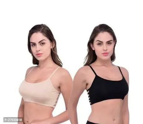 Fancy Multicoloured Cotton Blend Solid Bras For Women Pack Of 2-thumb0