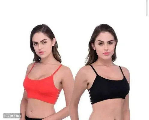 Fancy Multicoloured Cotton Blend Solid Bras For Women Pack Of 2-thumb0