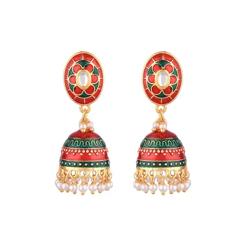 And Meenakari With Pearl Dangler Earrings