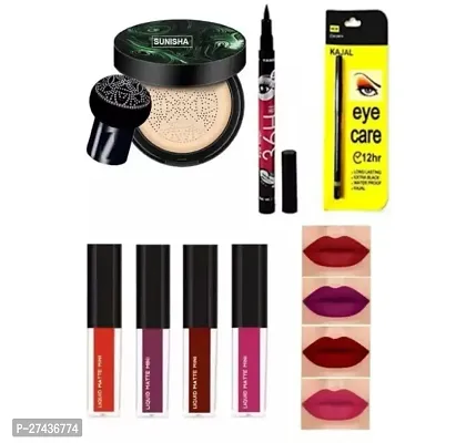 Sunisa Foundation CC Cream 100% Natural and ADS Kajal Black and 36H Eyeliner Black and 4 in 1 Lipstick