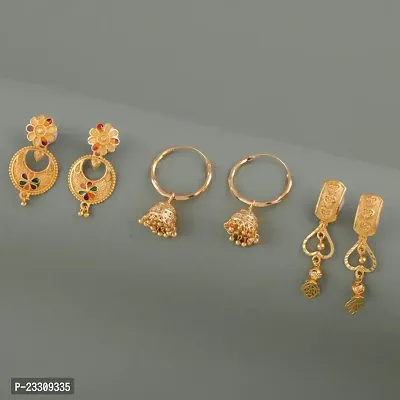 Gold Plated Latest Fancy Earrings For Women and Girls combo 3 pack