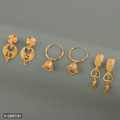 Gold Plated Latest Fancy Earrings For Women and Girls combo 3 pack