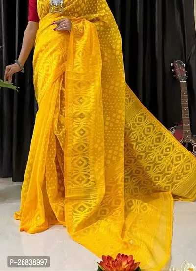 Stylish Georgette Yellow Printed Saree with Blouse piece