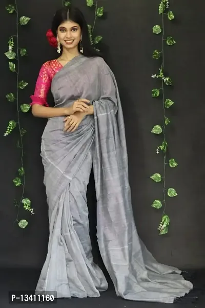 GREY HANDLOOM COTTON SAREE-09-thumb0