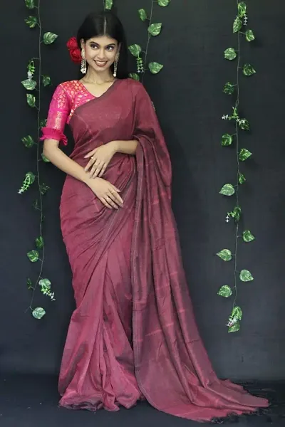 manvish drapes Women's Venkatgiri Saree With Blouse Piece (KMP3_Rama)