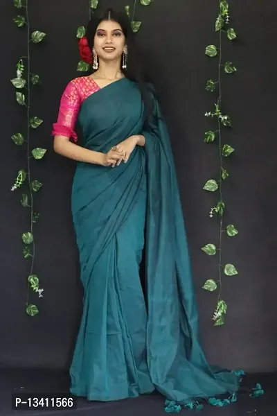 TURQUOISE HANDLOOM COTTON SAREE