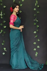 TURQUOISE HANDLOOM COTTON SAREE-thumb4