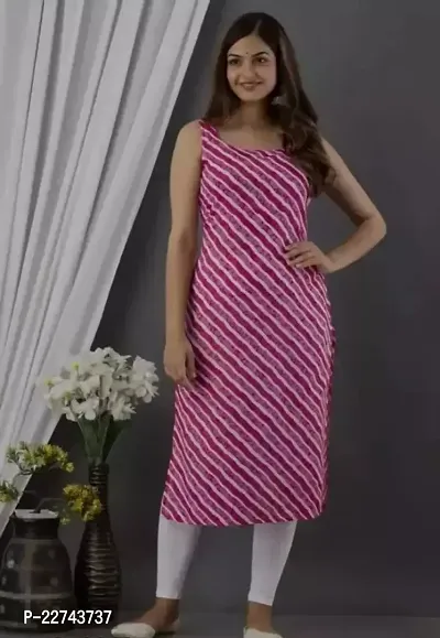 Contemporary Straight Pink Striped Rayon Kurta For Women-thumb0