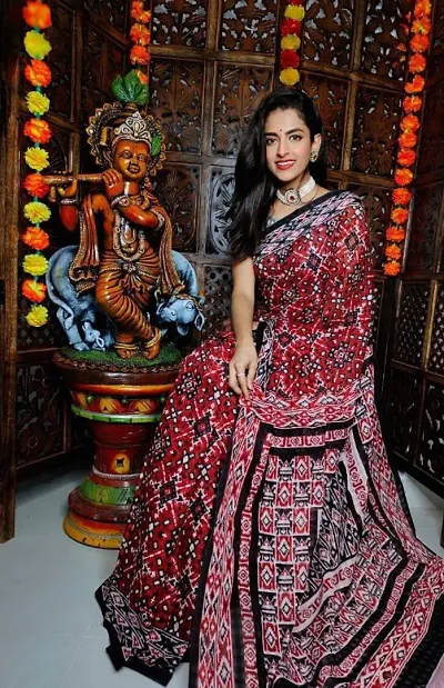 Printed Linen Sarees with Blouse Piece