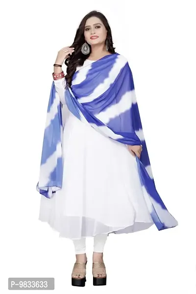 Rudra Fashion Mart Women Solid White Kurta Long Dress With Dupatta, Latest Georgette Long Ethnic Anarkali Kurti Set Gown For Women And Girls (Medium, Blue)-thumb0