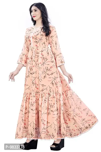 Trendy Gown Maxi Long Dress, Latest Georgette Long Ethnic Anarkali Gown for Women and Girls (XX-Large, Peach)-thumb3