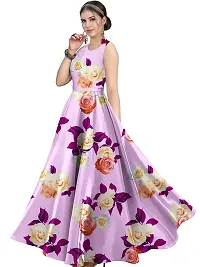 Rudra Fashion Mart Women Premium Moss Satin Kurti Long Kurta Dress Digital Printed Gown Anarkali Casual Kurti Sleevless Kurti For Women  Girls-thumb2