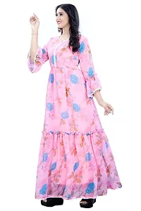 Trendy Gown Maxi Long Dress, Latest Georgette Long Ethnic Anarkali Gown for Women and Girls (Medium, Pink)-thumb2