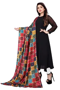 Rudra Fashion Mart Women Anarkali Long Solid Black Kurti Gown With Printed Dupatta Kurta, Latest Georgette Long Ethnic Gown Top Dress For Women And Girls-thumb3