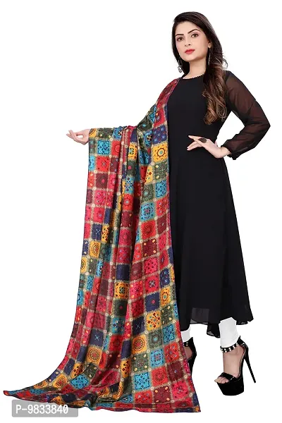 Rudra Fashion Mart Women Anarkali Long Solid Black Kurti Gown With Printed Dupatta Kurta, Latest Georgette Long Ethnic Gown Top Dress For Women And Girls-thumb4