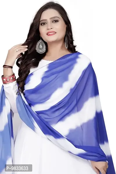 Rudra Fashion Mart Women Solid White Kurta Long Dress With Dupatta, Latest Georgette Long Ethnic Anarkali Kurti Set Gown For Women And Girls (Medium, Blue)-thumb3
