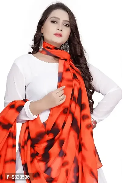 Rudra Fashion Mart Women Solid White Kurta Long Dress With Dupatta, Latest Georgette Long Ethnic Anarkali Kurti Set Gown For Women And Girls (Medium, Red)-thumb5