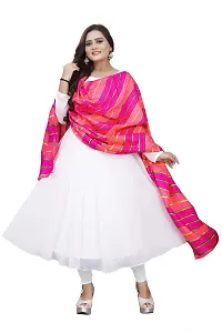 Rudra Fashion Mart Women Georgette Gown Kurta Maxi Long Dress With Digital Print Dupatta, Latest Georgette Long Ethnic Anarkali Gown Kurti With Dupatta For Women And Girls (X-Large, Deep Pink)-thumb4