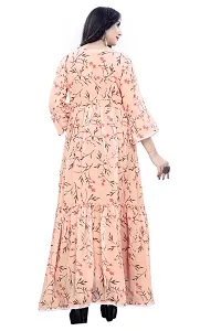 Trendy Gown Maxi Long Dress, Latest Georgette Long Ethnic Anarkali Gown for Women and Girls (Medium, Peach)-thumb3