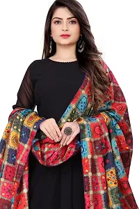 Rudra Fashion Mart Women Anarkali Long Solid Black Kurti Gown With Printed Dupatta Kurta, Latest Georgette Long Ethnic Gown Top Dress For Women And Girls-thumb1