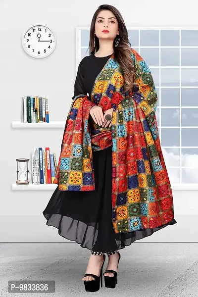 Rudra Fashion Mart Women Anarkali Long Solid Black Kurti Gown With Printed Dupatta Kurta, Latest Georgette Long Ethnic Gown Top Dress For Women And Girls-thumb4
