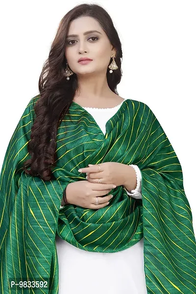 Rudra Fashion Mart Women Georgette Gown With Fancy Digital Print Dupatta Solid White Kurta Kurti And Dupatta Set Ethnic Dresses For Girls (Medium, Green)-thumb3