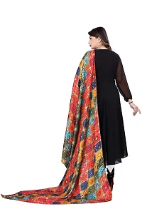 Rudra Fashion Mart Women Anarkali Long Solid Black Kurti Gown With Printed Dupatta Kurta, Latest Georgette Long Ethnic Gown Top Dress For Women And Girls-thumb2