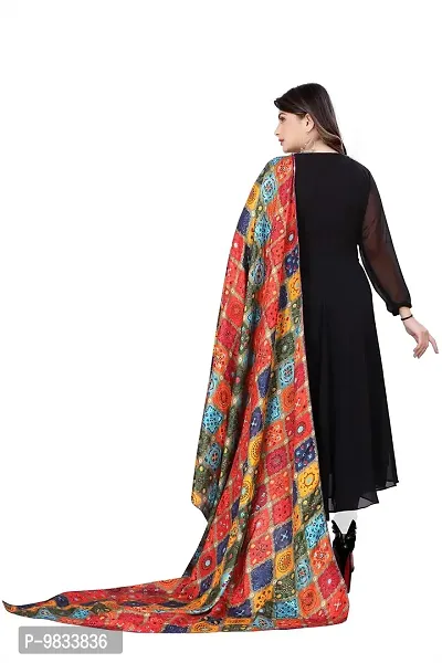 Rudra Fashion Mart Women Anarkali Long Solid Black Kurti Gown With Printed Dupatta Kurta, Latest Georgette Long Ethnic Gown Top Dress For Women And Girls-thumb3